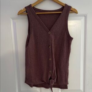 Women's Sleeveless Button-Down Top - Purple
